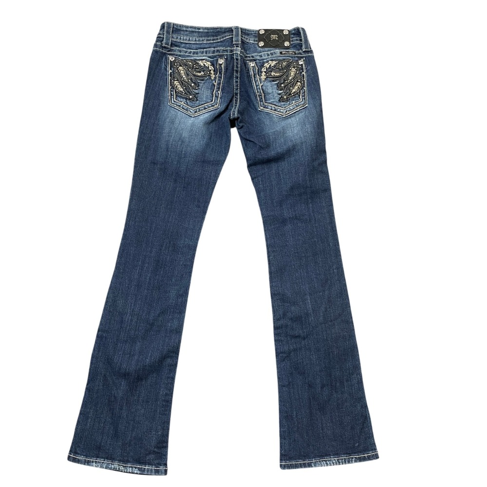 Miss Me 28 Jeans Boot Cut Cotton Blend Embellished Pockets - Picture 10 of 11